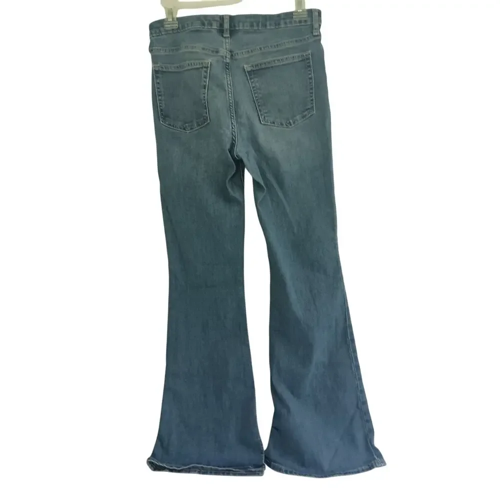 Gap Girls '70s Hi Rise flare Medium Wash blue  jeans Size 16 VGUC